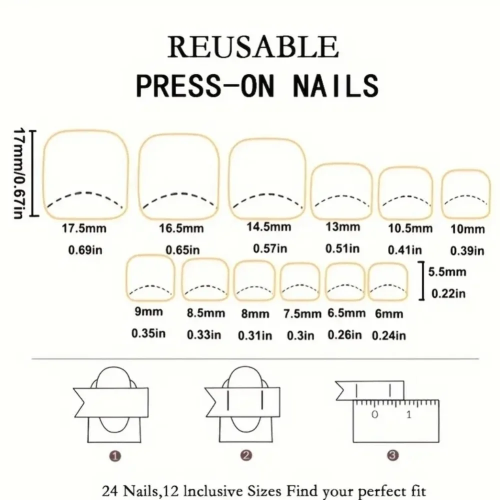 24 Pieces Fake Toe press on nails